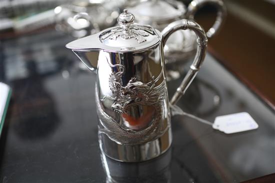 A Chinese four piece silver tea set,